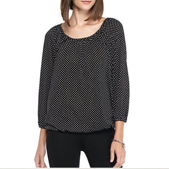 Michael Kors polka dot scoop neck peasant blouse size extra small - Picture 1 of 7